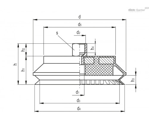 Вакуумная присоска VVC-100-G3/8-B (VV.47005) ELESA+GANTER