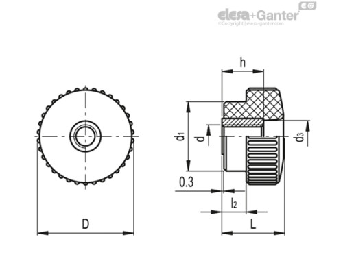 Ручка с накаткой B.193/40 FP-M10 (2711) ELESA+GANTER Ручка с накаткой B.193/40 FP-M10 (2711) ELESA+GANTER