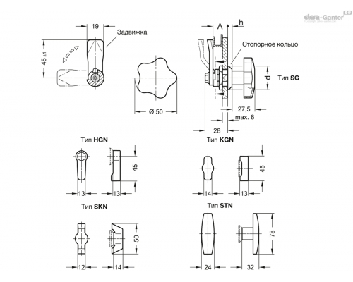 Замок GN 115-KGN-20-NI ELESA+GANTER