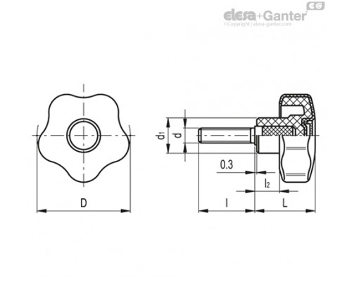 Лепестковая поворотная ручка VCT.53 p-M10x30-SOFT-C6 (169973-C6) ELESA+GANTER