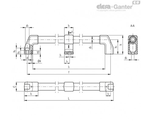 Трубчатая ручка M.1043/30-1000-AN-SCM (37063-R) ELESA+GANTER