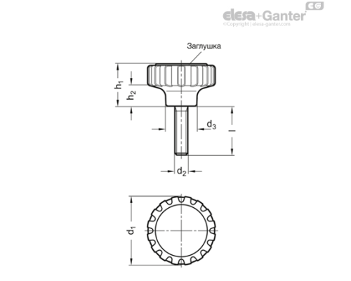 Ручка с накаткой GN 7336-42-M8-25-NI ELESA+GANTER