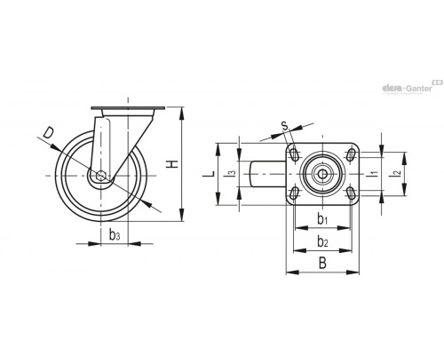 Колёсико RE.G1-125-SBL-N-SST (452563) ELESA+GANTER