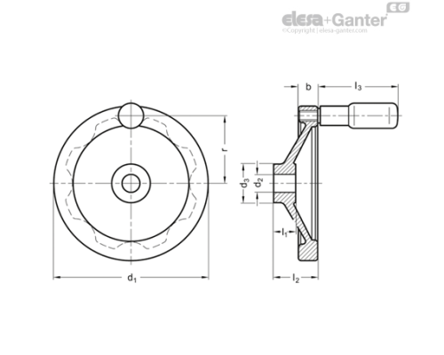 Дисковый маховик GN 323-200-B18-R ELESA+GANTER Дисковый маховик GN 323-200-B18-R ELESA+GANTER