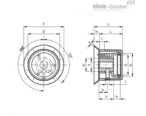 Ручка управления IZN.381/32 A-6+FGS-10/40-C3 (30706-C3) ELESA+GANTER
