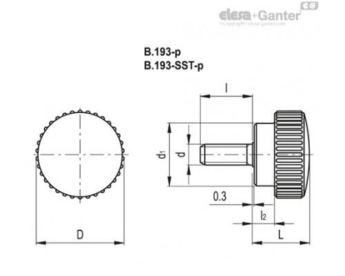 Ручка с накаткой B.193/15-SST-p-M3x10 (102116) ELESA+GANTER