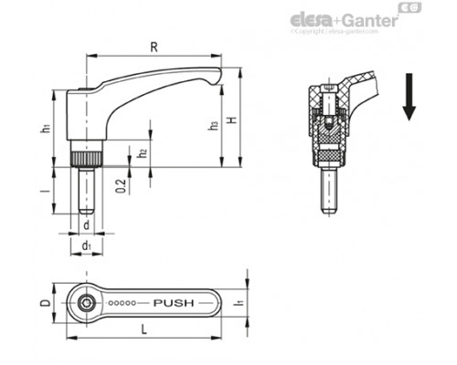Регулируемая ручка с функцией защиты ERS.44 p-M6x25 (236974) ELESA+GANTER