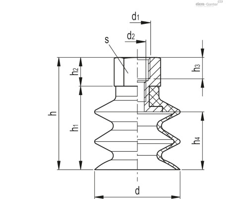 Вакуумная присоска VVP-60-G1/4-T-N (VV.60508) ELESA+GANTER