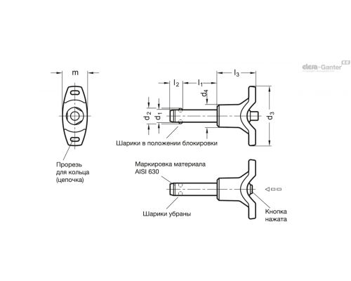 Штифт с шариковыми фиксаторами GN 113.8-5-30 ELESA+GANTER