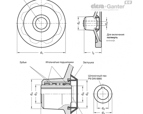 Предохранительный маховик GN 321.6-160-K16-A ELESA+GANTER