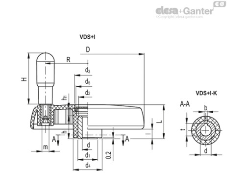 Маховичок цельнолитый VDS.125+I-SST-12 (72705-R) ELESA+GANTER