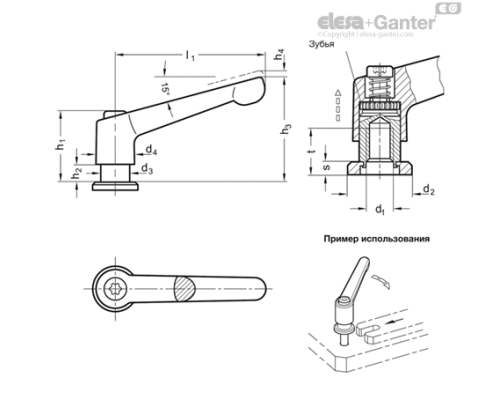Регулируемая ручка рычажного типа GN 307-30-M5-SW ELESA+GANTER Регулируемая ручка рычажного типа GN 307-30-M5-SW ELESA+GANTER