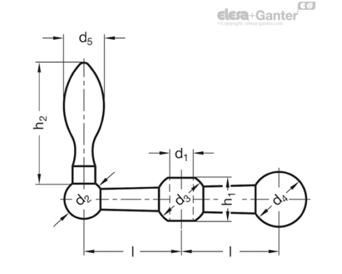 Трехшариковая ручка GN 10-101-B8-F ELESA+GANTER