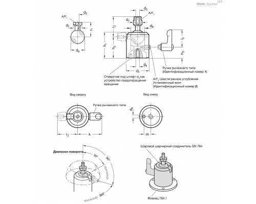 Осевой соединитель GN 784-23-1/4-A-2-ELS ELESA+GANTER
