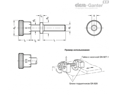 Установочный винт GN 827-M8x1-45-NG-S ELESA+GANTER