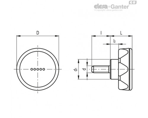 Ручка с углублениями с внутренней стороны ELK.70 p-M10x30-C6 (222616-C6) ELESA+GANTER