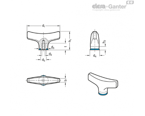 Гайка-барашек GN 8341-63-M6-MT-F ELESA+GANTER