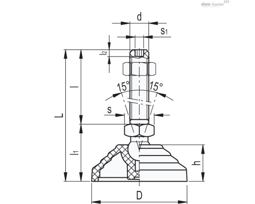 Регулируемая опора LV.A-60-14-STP-M10x99 (303233) ELESA+GANTER