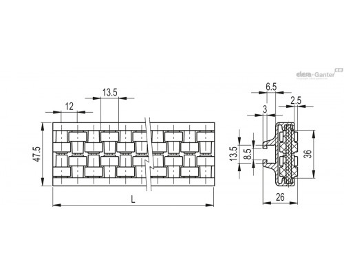 Направляющая GLA-1-RT-48-3000 (419133) ELESA+GANTER