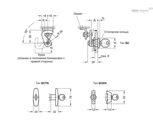 Замок GN 115.8-SCKN-18-H1-N-2 ELESA+GANTER
