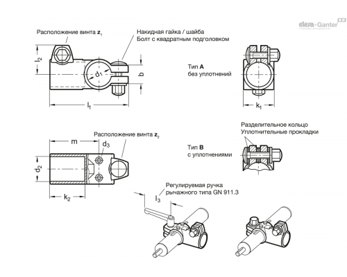 Зажим GN 192.15-G50-B50-A-4 ELESA+GANTER