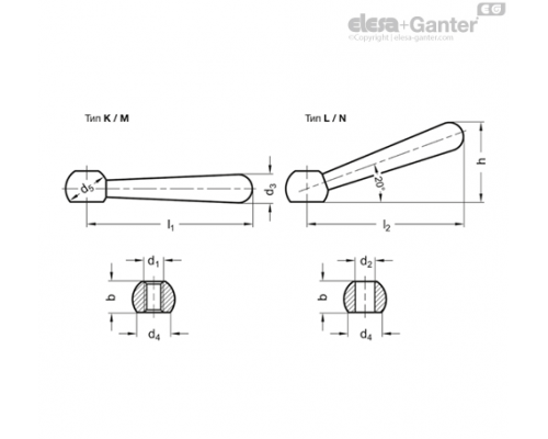 Рычаг зажимной DIN 99-125-M16-N ELESA+GANTER