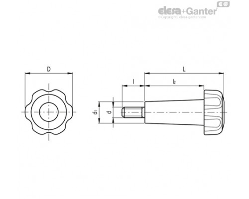 Лепестковая поворотная ручка VTL.50/80 p-M10x20-C9 (182233) ELESA+GANTER