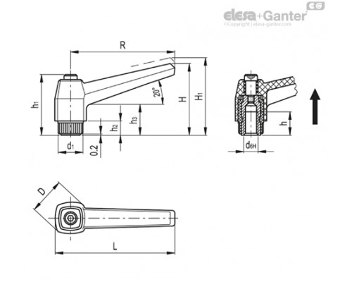 Регулируемая ручка MR.63 B-M8-C31 (41429) ELESA+GANTER