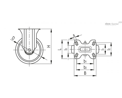 Колёсико RE.F2-100-PSL-N (452466) ELESA+GANTER