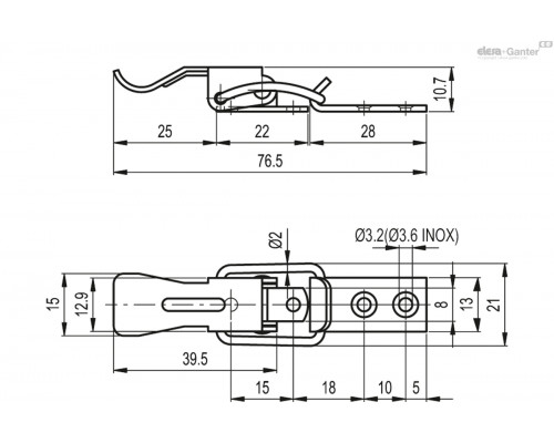 Замок натяжной TLC.Z-15/76.5+R (420071) ELESA+GANTER