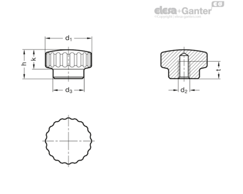 Гайка с накаткой GN 536-20-M5-MT ELESA+GANTER