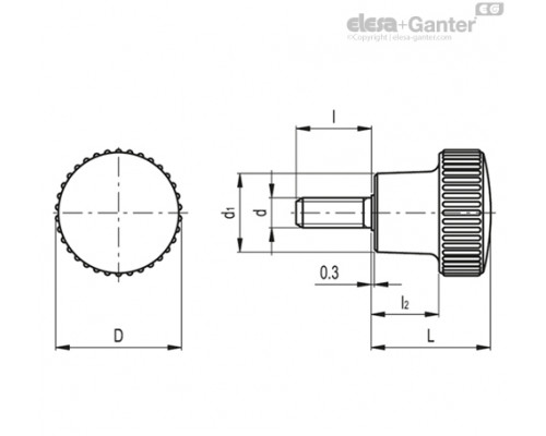 Ручка с накаткой B.259/25 p-M8x20 (3121) ELESA+GANTER