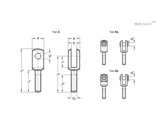 Вильчатая головка GN 754-12-24-M12-SL-ST ELESA+GANTER