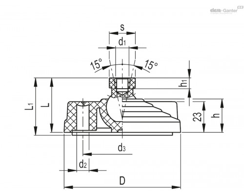 Регулируемая опора LV.F-80-14-AS+SJF-M8 (300242) ELESA+GANTER