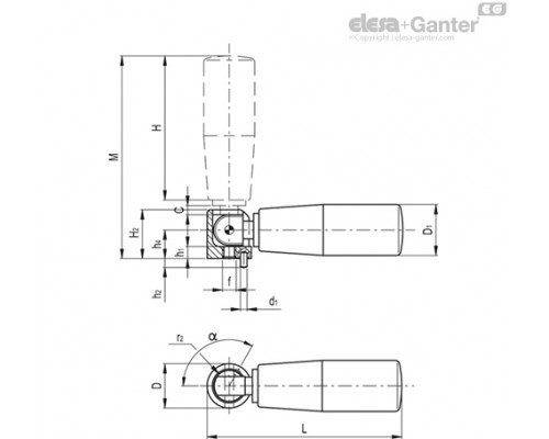 Откидная ручка IRS.802/65-FOLD-O-MATIC-SST (28473) ELESA+GANTER