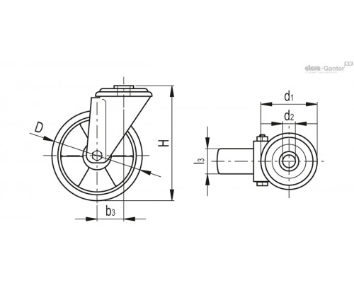 Колесико RE.F5-080-FSL-N (451851) ELESA+GANTER