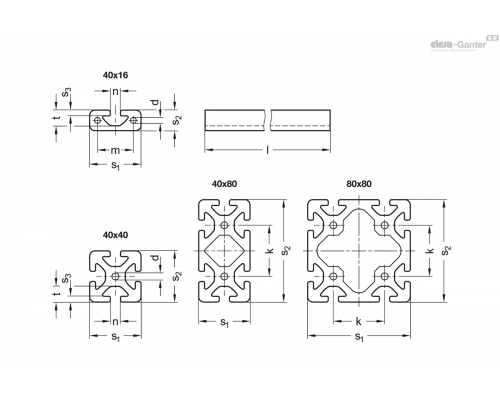 Профиль GN 10i-40808S-N-2-2 ELESA+GANTER