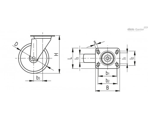 Колёсико RE.F8-100-SBL-SST-N-C55 (450706-C55) ELESA+GANTER