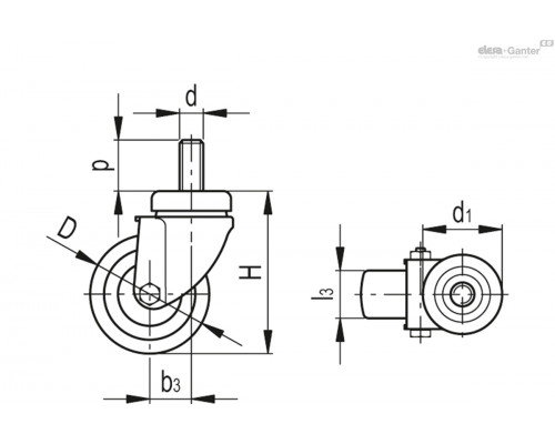 Ролик RE.C6-040-CBL-C (451956) ELESA+GANTER