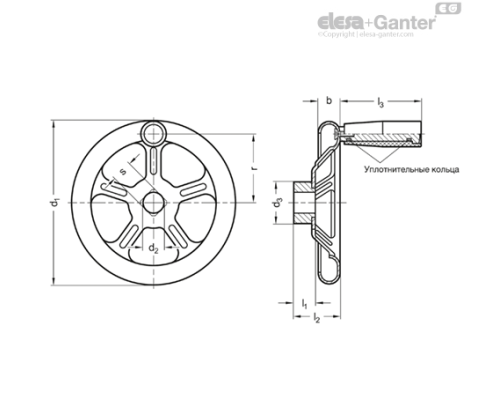 Маховик GN 228-ST-125-B11-A-SW ELESA+GANTER Маховик GN 228-ST-125-B11-A-SW ELESA+GANTER