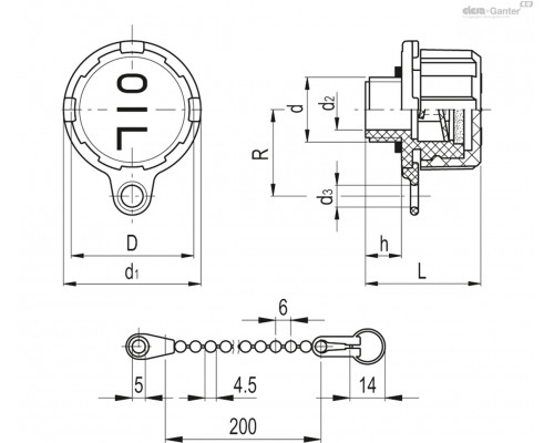 Крышка сапуна SFP.40-1+F-FIL-LP (52742) ELESA+GANTER