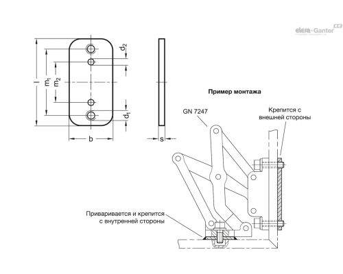 Пластина GN 7247.4-NI-60-MT ELESA+GANTER