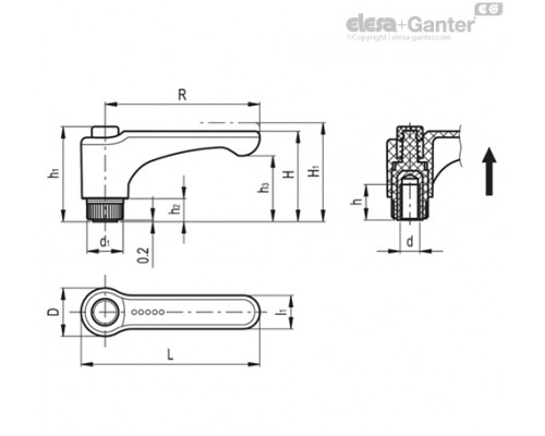 Регулируемая ручка ERW.22-SST-M4-C1 (252826-C1) ELESA+GANTER