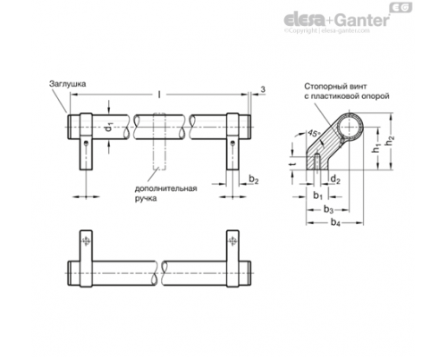 Трубчатая ручка GN 333.2-28-492-A-SW ELESA+GANTER