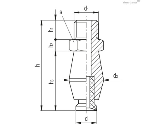 Вакуумная присоска VVH-04-M5-T-S (VV.52006) ELESA+GANTER