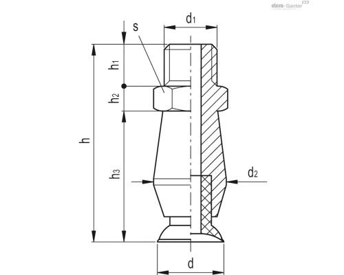 Вакуумная присоска VVH-08-M5-T-A (VV.52027) ELESA+GANTER