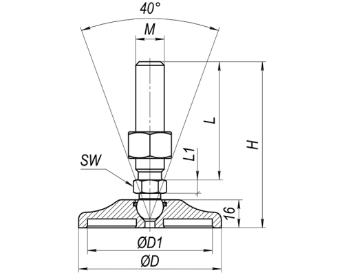 Опоры регулируемые A00053.30106008080 Алтервиа
