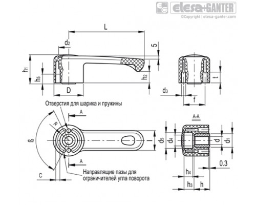 Рычаг управления ELCR.118 A-12-C2 (212241-C2) ELESA+GANTER