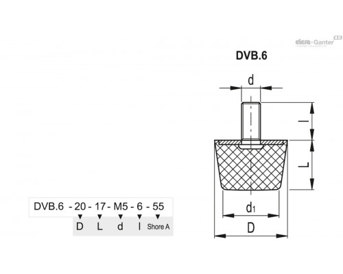 Виброгаситель DVB.6-20-17-M5-6-40 (432201) ELESA+GANTER