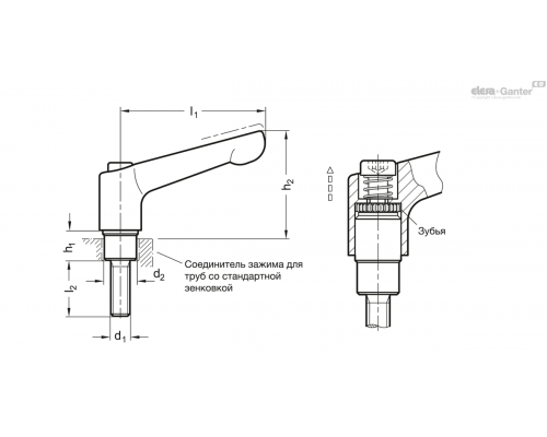Регулируемая ручка GN 911-45-M6-20-SR ELESA+GANTER